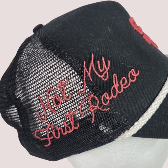 Stevenson Ranch Not My First Rodeo Snap Back Black Canvas Hat Trucker One Size - Picture 3 of 16